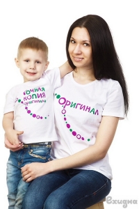 Комплект футболок "Точная копия оригинала" (женская+детская)
